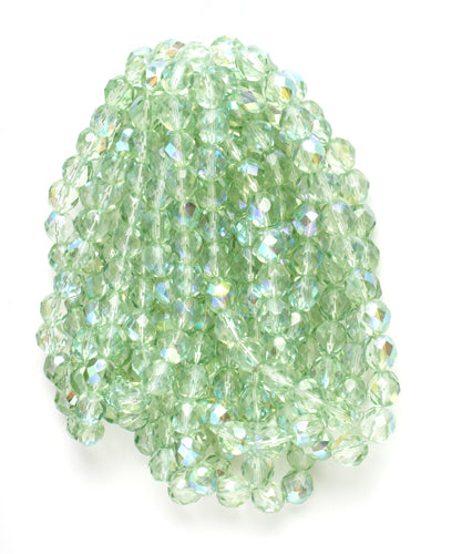 Fire-Polished 8mm Round Beads - Transparent Green Shades