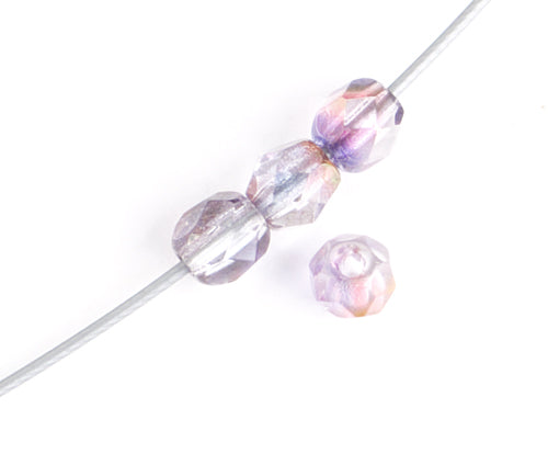 Fire-Polished Round 4mm - Transparent Purple Shades Strung