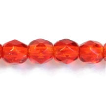 Fire-Polished Round 4mm - Transparent Red Shades Strung
