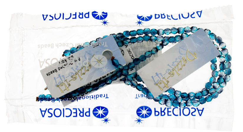 Czech Fire-Polished Round 4mm - Transparent Two Tone Strands