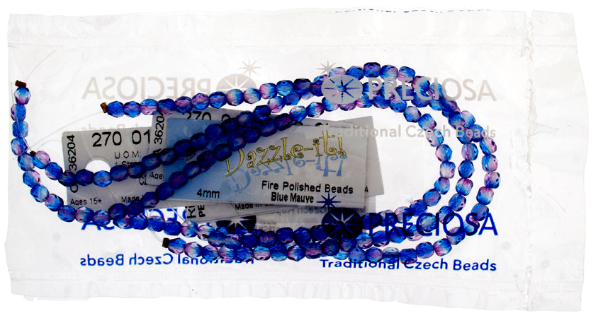 Czech Fire-Polished Round 4mm - Transparent Two Tone Strands