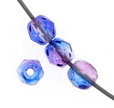 Czech Fire-Polished Round 4mm - Transparent Two Tone Strands