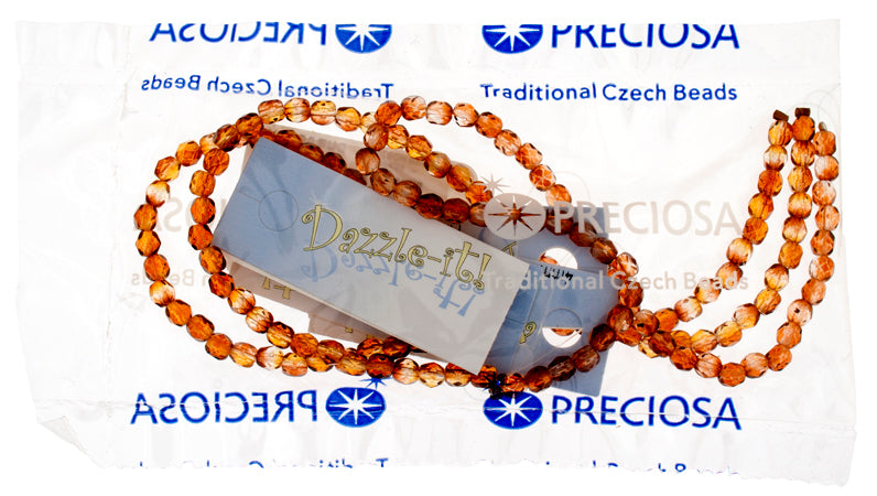 Czech Fire-Polished Round 4mm - Transparent Two Tone Strands