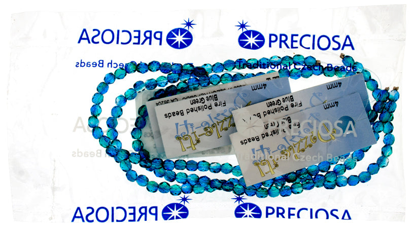 Czech Fire-Polished Round 4mm - Transparent Two Tone Strands