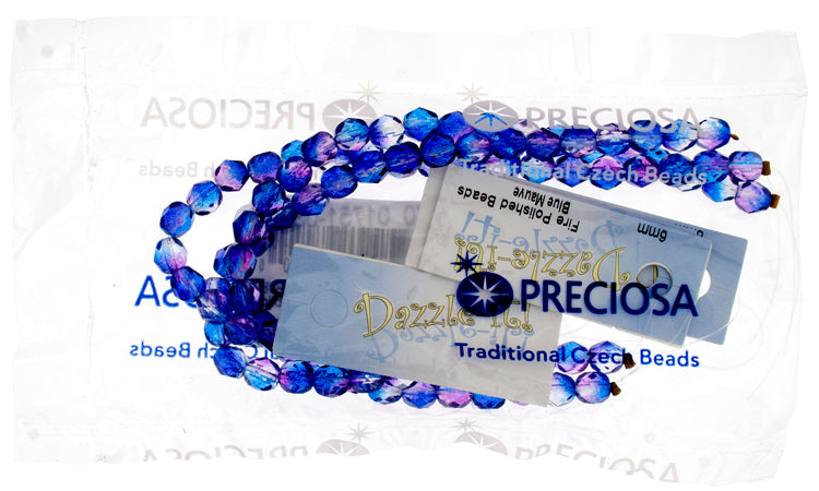 Fire-Polished 6mm Round Bead Strands - Two-Tone