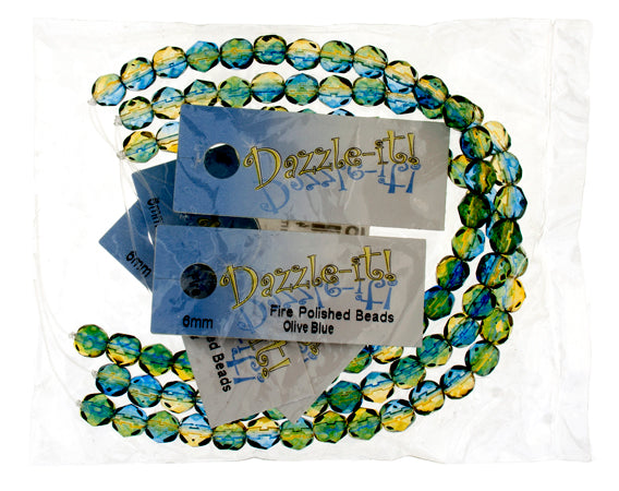 Fire-Polished 6mm Round Bead Strands - Two-Tone