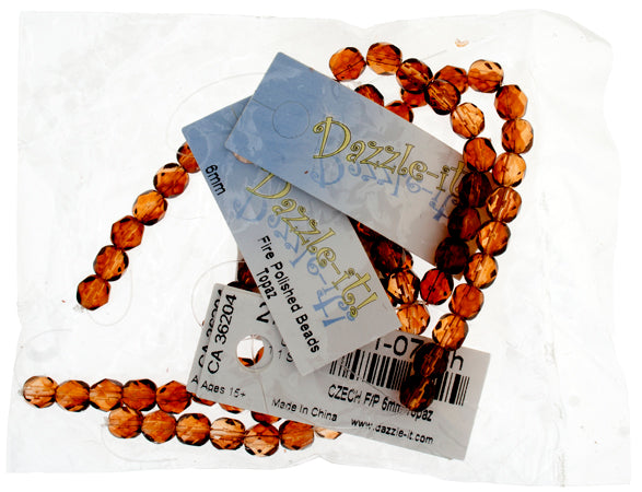 Fire-Polished 6mm Round Bead Strands - Two-Tone