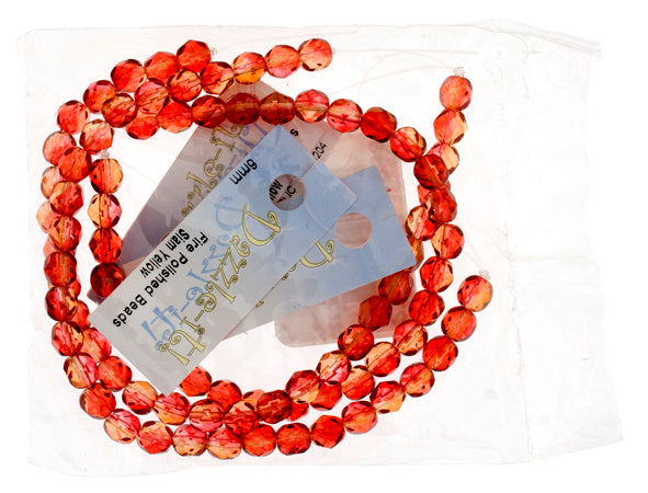 Fire-Polished 6mm Round Bead Strands - Two-Tone