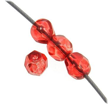 Czech Fire-Polished Round 4mm - Transparent Pink Strands