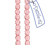 Czech Fire-Polished Round 4mm - Transparent Pink Strands