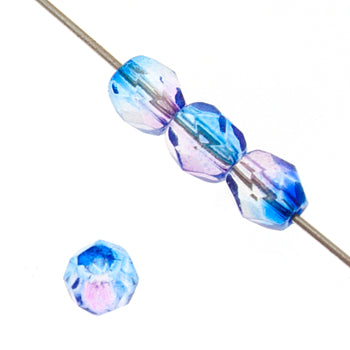 Czech Fire-Polished Round 4mm - Transparent Two Tone Strands