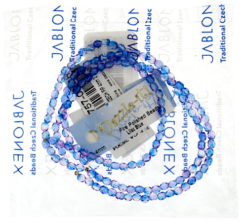 Czech Fire-Polished Round 4mm - Transparent Two Tone Strands