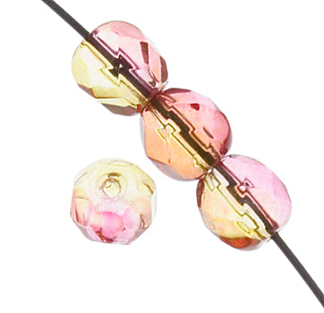 Fire-Polished 6mm Round Bead Strands - Two-Tone