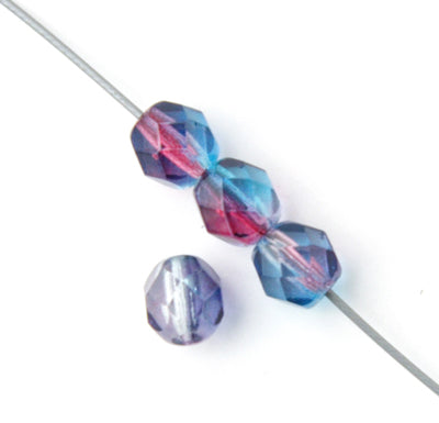 Fire-Polished 6mm Round Bead Strands - Two-Tone