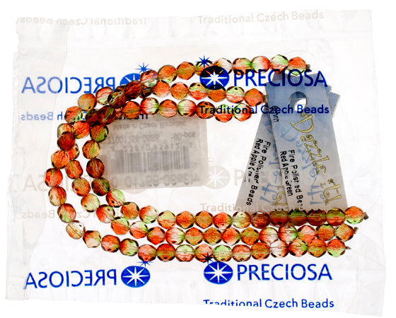 Fire-Polished 6mm Round Bead Strands - Two-Tone