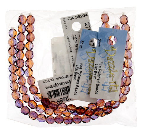 Fire-Polished 6mm Round Bead Strands - Two-Tone