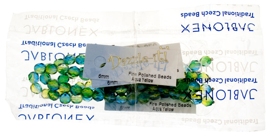 Fire-Polished 6mm Round Bead Strands - Two-Tone