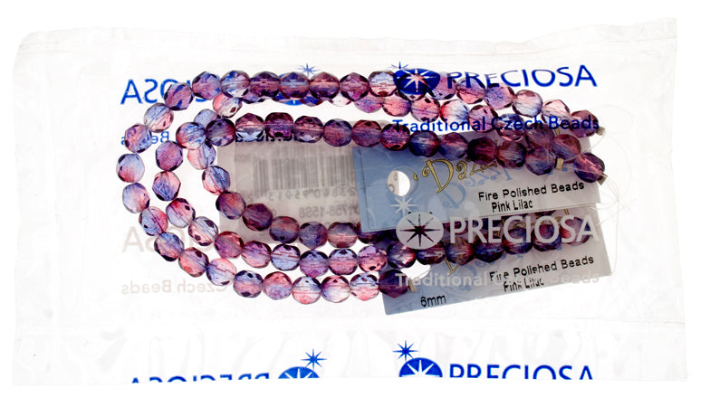 Fire-Polished 6mm Round Bead Strands - Two-Tone