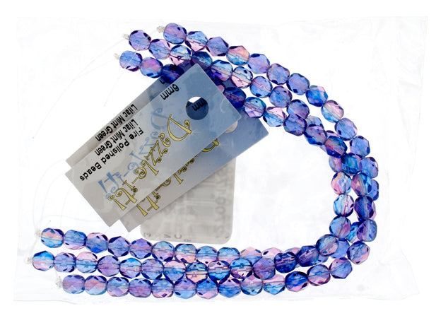 Fire-Polished 6mm Round Bead Strands - Two-Tone