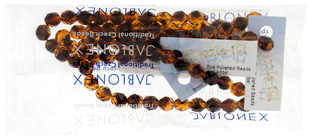 Czech Fire-Polished Round Bead 8mm Strands - Brown Shades