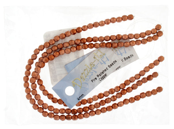 Czech Fire-Polished Round 4mm - Opaque Strands