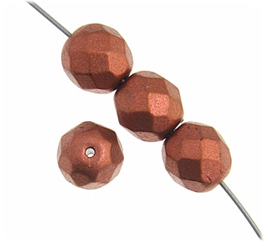 Czech Fire-Polished Round Bead 8mm Strands - Black/Metallic Shades