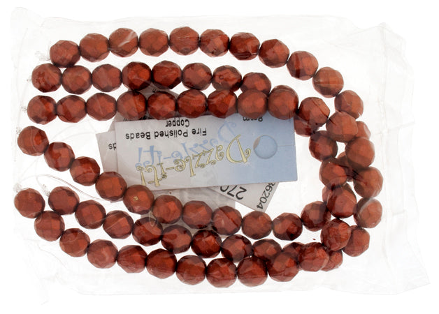 Czech Fire-Polished Round Bead 8mm Strands - Black/Metallic Shades