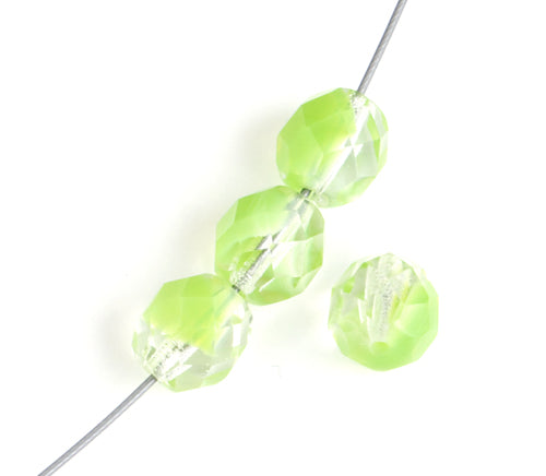 Fire-Polished 8mm Round Beads - Transparent Green Shades