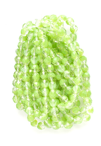Fire-Polished 8mm Round Beads - Transparent Green Shades