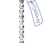 Czech Fire-Polished Round 4mm - Transparent Crystal/Grey Strands