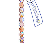 Czech Fire-Polished Round 4mm - Transparent Purple Strands