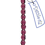 Czech Fire-Polished Round 4mm - Transparent Purple Strands