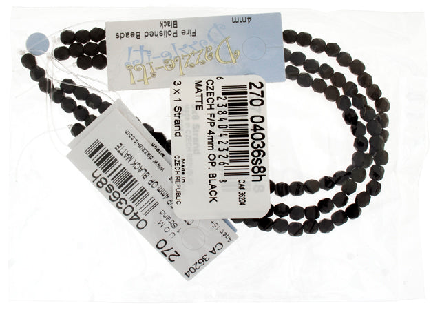 Czech Fire-Polished Round 4mm - Opaque Strands