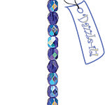 Czech Fire-Polished Round 4mm - Transparent Blue Strands