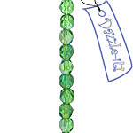 Czech Fire-Polished Round 4mm - Transparent Green Strands