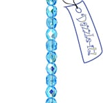 Czech Fire-Polished Round 4mm - Transparent Blue Strands