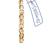 Czech Fire-Polished Round 4mm - Transparent Yellow/Brown Strands