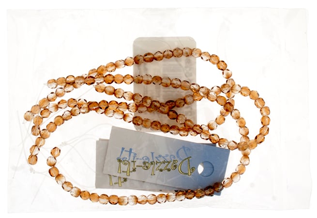 Czech Fire-Polished Round 4mm - Transparent Yellow/Brown Strands