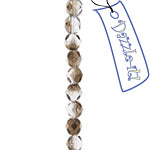 Czech Fire-Polished Round 4mm - Transparent Crystal/Grey Strands