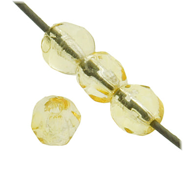 Czech Fire-Polished Round 4mm - Transparent Yellow/Brown Strands