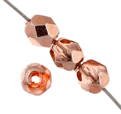 Fire-Polished Round 4mm - Transparent Red Shades Strung