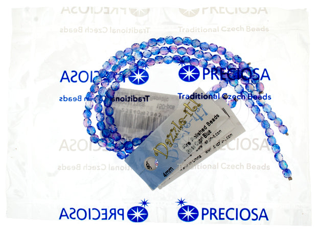 Czech Fire-Polished Round 4mm - Transparent Two Tone Strands
