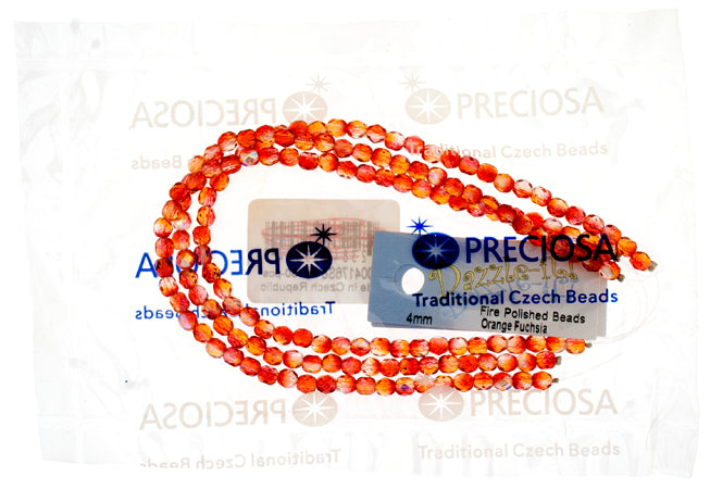 Czech Fire-Polished Round 4mm - Transparent Two Tone Strands