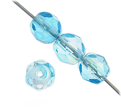 Czech Fire-Polished Round 4mm - Transparent Two Tone Strands