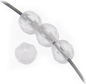 Czech Fire-Polished Round 4mm - Transparent Crystal/Grey Strands