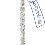 Czech Fire-Polished Round 4mm - Transparent Crystal/Grey Strands