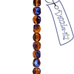 Czech Fire-Polished Round 4mm - Transparent Yellow/Brown Strands