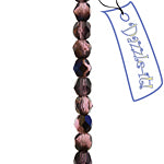 Czech Fire-Polished Round 4mm - Transparent Purple Strands