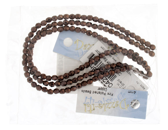 Czech Fire-Polished Round 4mm - Opaque Strands