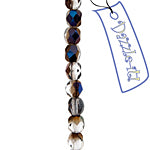 Czech Fire-Polished Round 4mm - Transparent Blue Strands